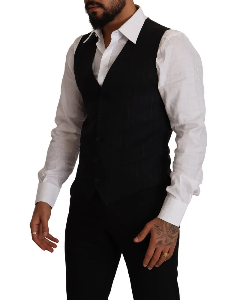 Dolce & Gabbana Virgin Wool Stretch Vest — Blue Blue