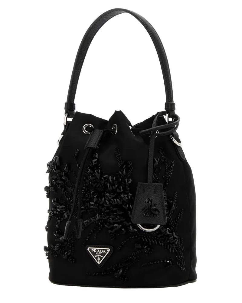 Prada Women's Black Nylon Bucket Bag Nero Poliammide Riciclata-Vitello Borse A Secchiello Black