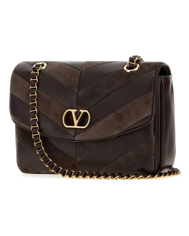 Valentino Garavani Women's Brown Leather And Suede Medium Djuna Shoulder Bag Oakbrownebonybrown Borse A Tracolla Brown
