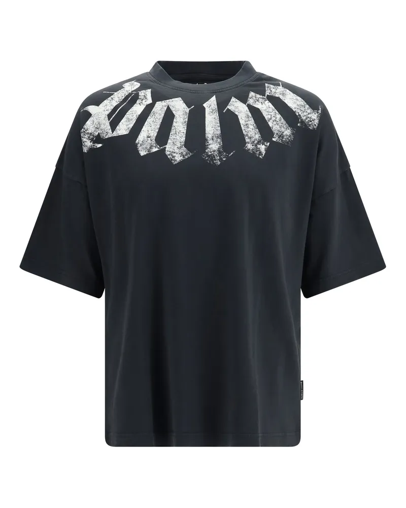 Palm Angels Big Neck Logo Print T-Shirt — Black Black