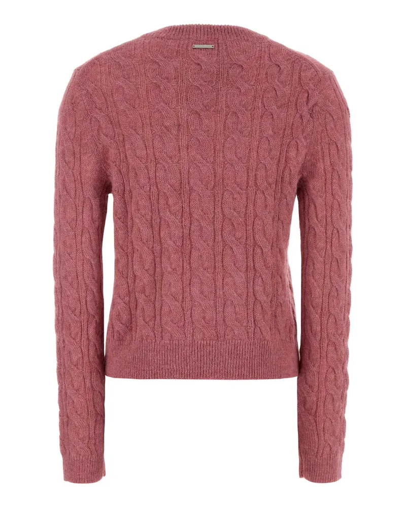Michael Kors Women Cable Sweater Pink Baby Alpaca Polyamide Pink