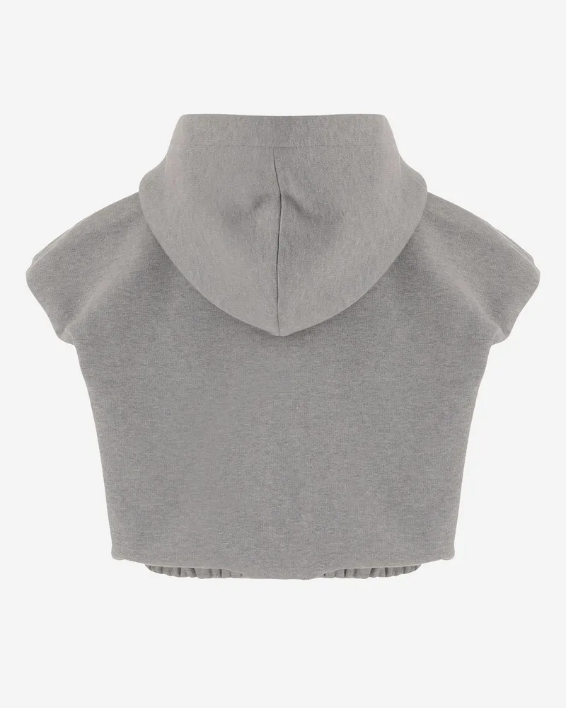 Fendi Women Cotton Hooded Sweatshirt Grey Top Gray