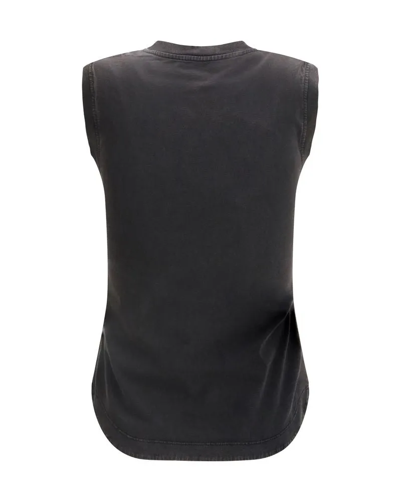ATTICO Women's Black Cotton Sleeveles T-Shirt Black