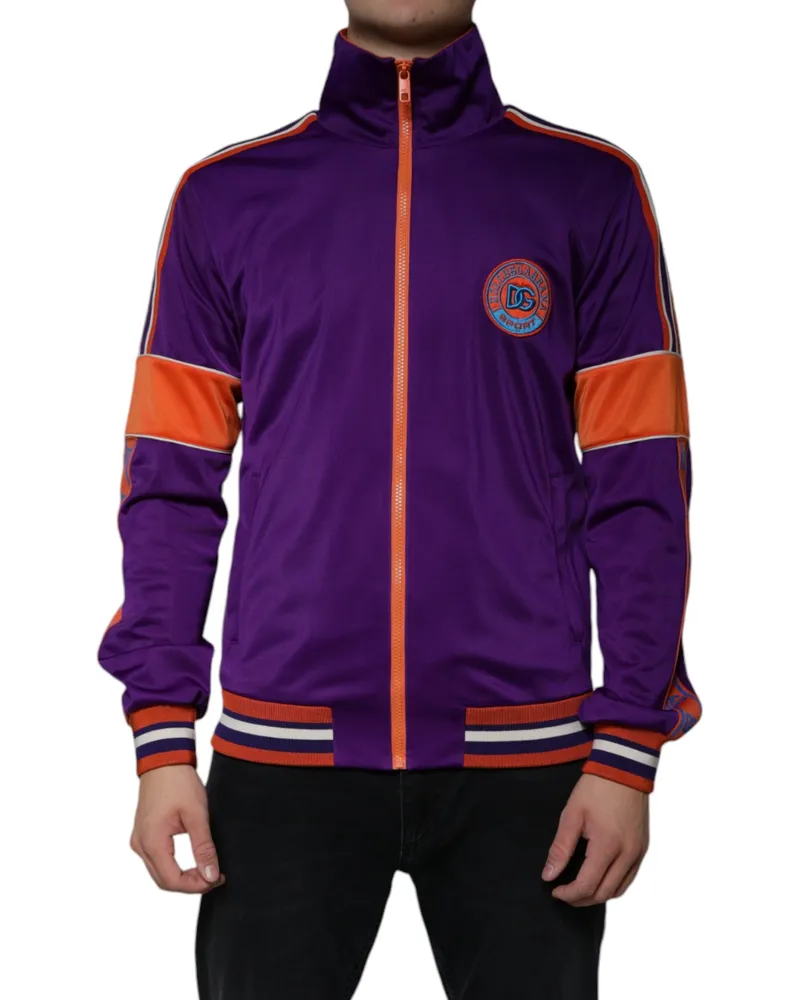 Dolce & Gabbana Men Purple Polyester Full Zip Long Sleeve Sweater Clothing Purple