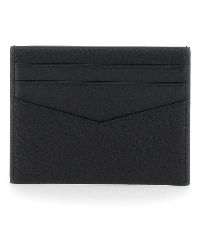 Givenchy Men's Card Holder V Detail Black Leather Calf Accessory Black