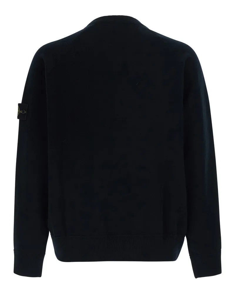 Stone Island Crew Neck Wool-Blend Sweater — Black Black