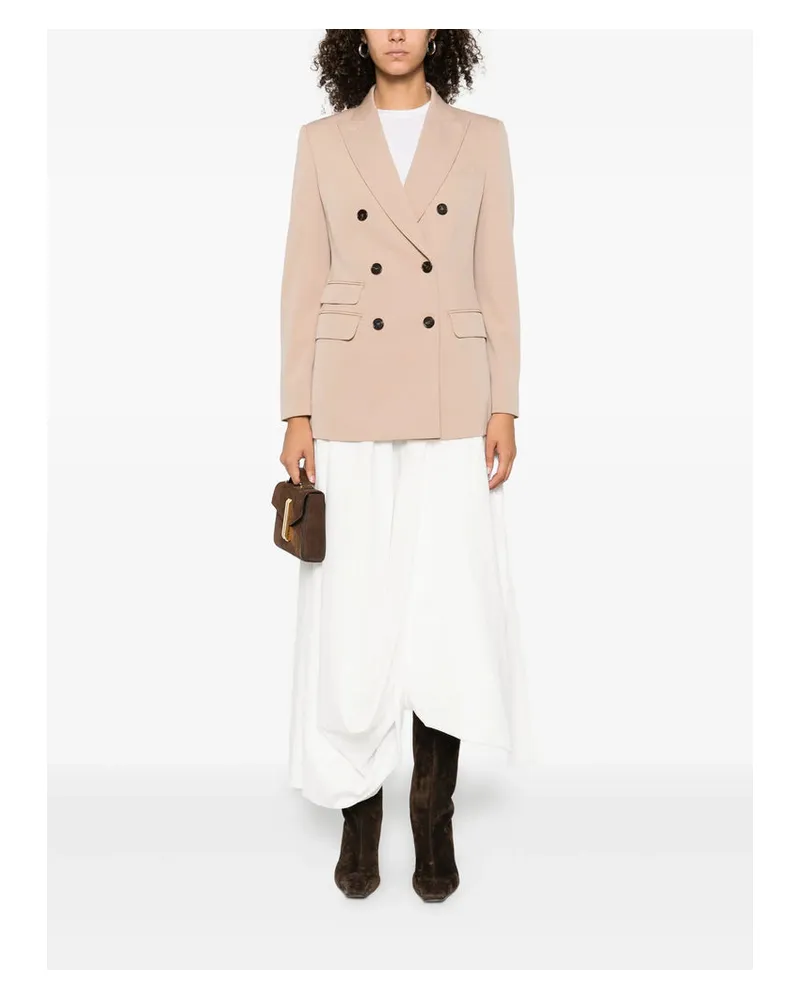 Max Mara Double-Breasted Virgin Wool Blazer Neutrals