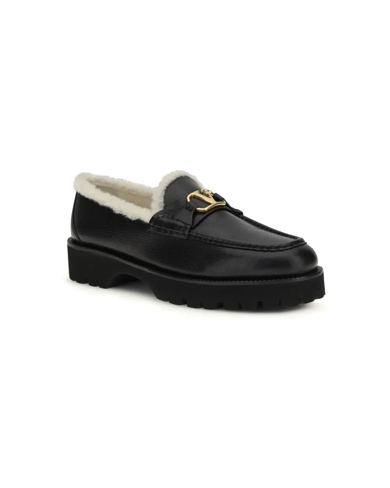 Valentino Garavani Women's Black Calf Leather Bos Taurus Slip-On Loafers Black