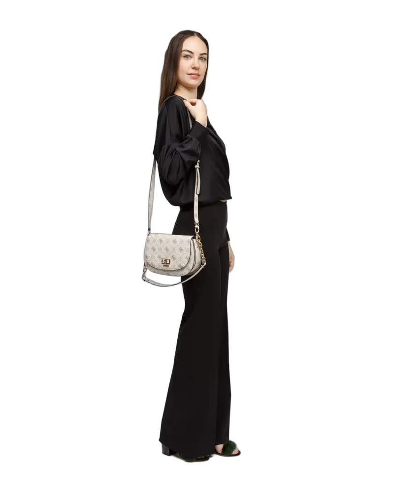 Guess Women's Shoulder Bag Vanilla Logo Polyurethane Shoulder-bags Beige