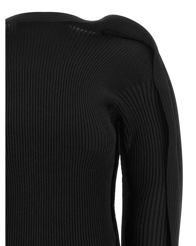Issey Miyake Ribbed Technical Stretch Sweater — Black Black