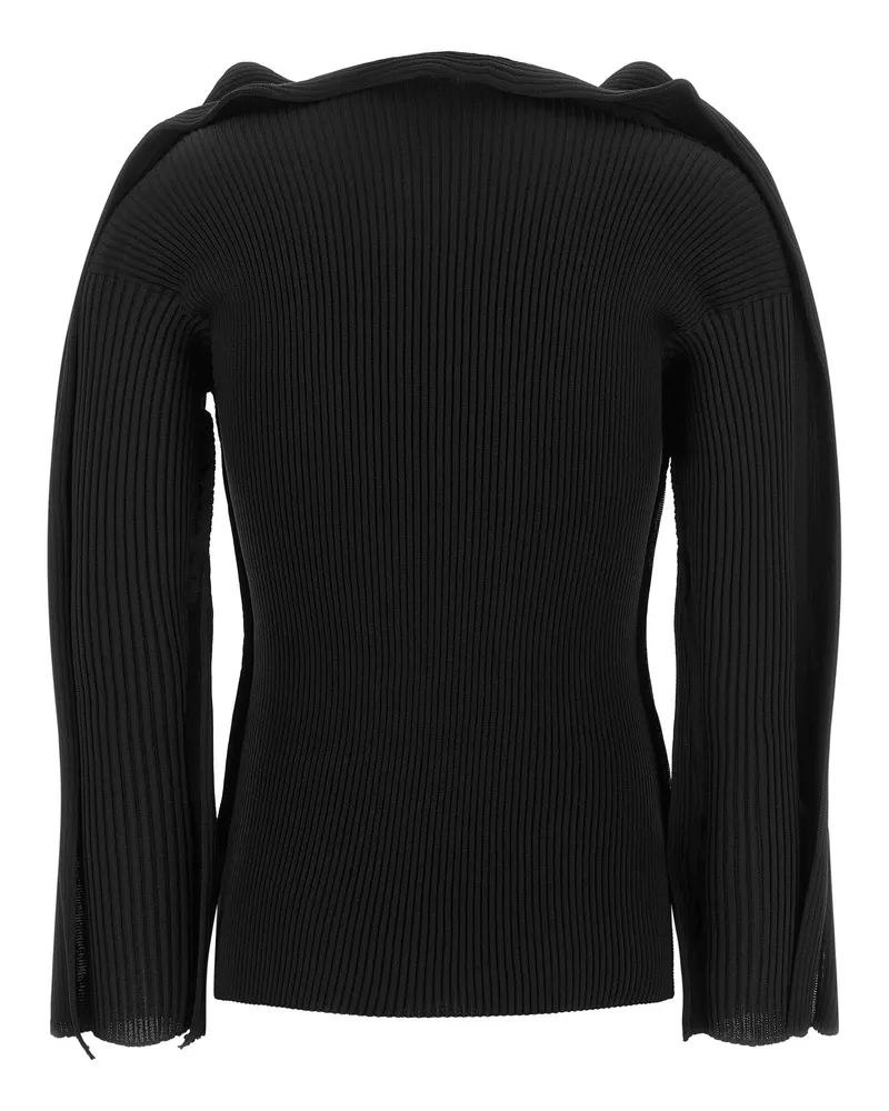 Issey Miyake Ribbed Technical Stretch Sweater — Black Black