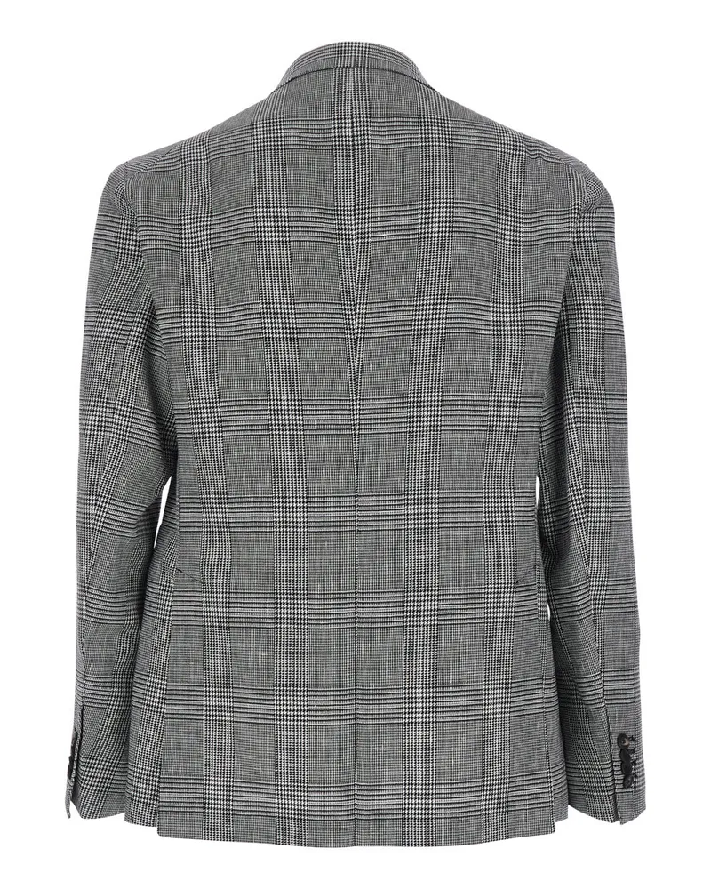 Tagliatore Men's Single-Breasted Jacket Grey Houndstooth Cotton Blazers Gray