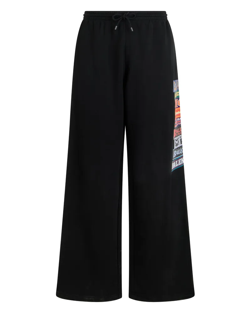 Balenciaga Logo-Print Cotton Joggers — Black Black