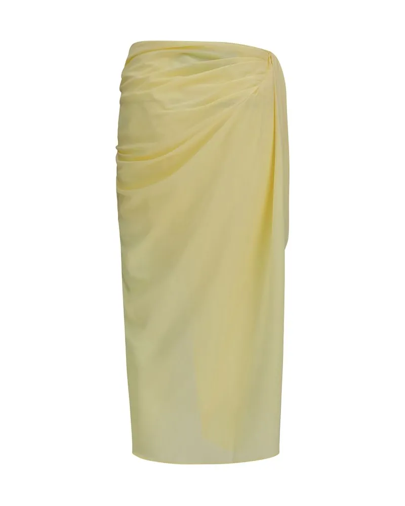 Jacquemus Women's Bicolor Polyester Midi Skirt Yellow