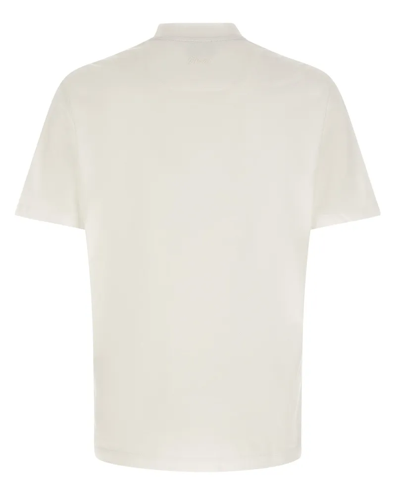 Brioni Logo-Embroidered Cotton T-Shirt — White White