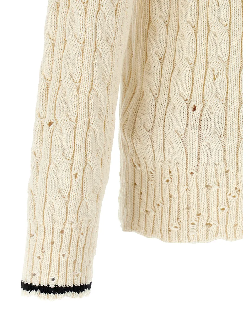 Marni Cable-Knit Cotton Sweater — Cream Cream