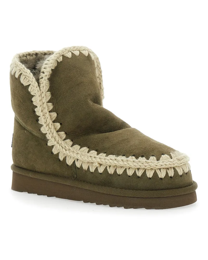 Mou Women's Green Ankle Boots With Crochet Details Suede Green