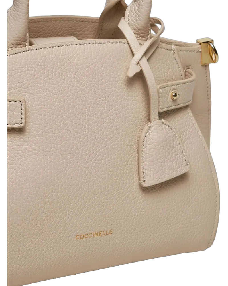Coccinelle Women's Handbag Lambskin White Cow Leather Beige