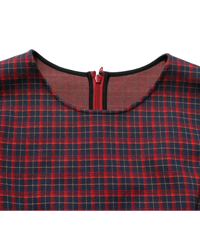 Dolce & Gabbana Women's Red Black Checkered Shortsleeve Sheath Dress And Cotton Polyester Elastane Red