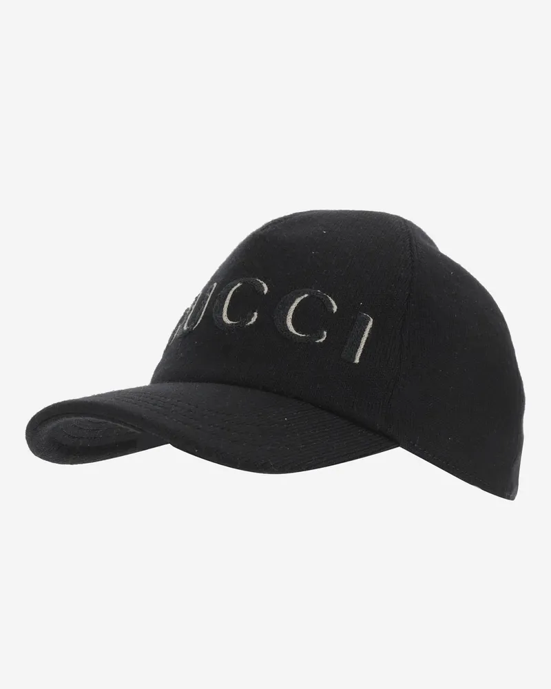 Gucci Men's Wool Baseball Hat With Logo Black Black
