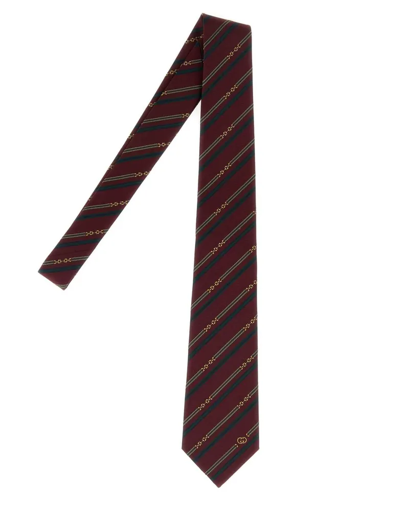 Gucci Men's Embroidered Jacquard Tie Siennablue Silk Fabric Cravatte E Papillon Ties Burgundy