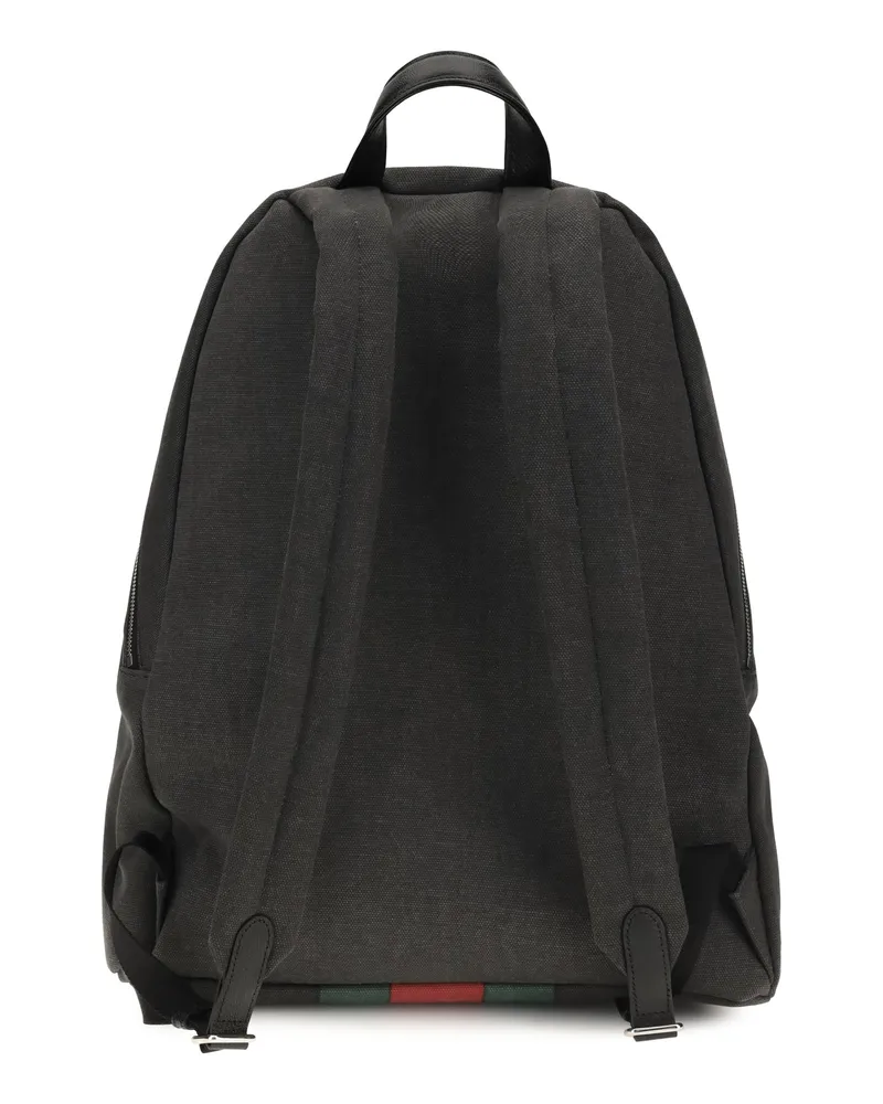 Gucci Men's Large Web Backpack Nika Blk Vrv-Blk-T.g Fabric Backpacks Vrv/blk/t.g Black