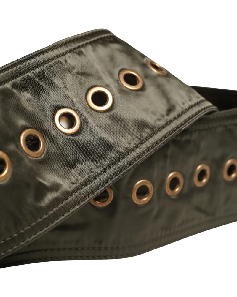 Dolce & Gabbana Calf Leather with Gold-Tone Metal Buckle Belt — Black Black