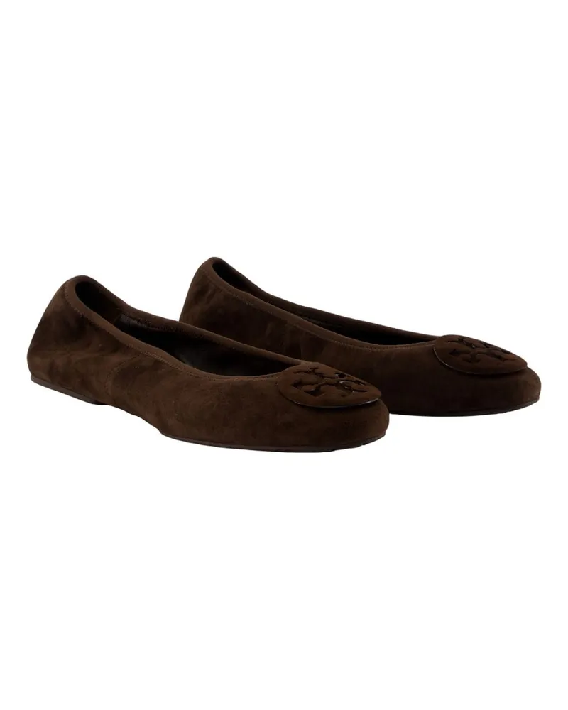 Tory Burch Women's Reva Travel Ballerinas -  Leather Brown Calfskin Shoes Flat-Shoes Brown