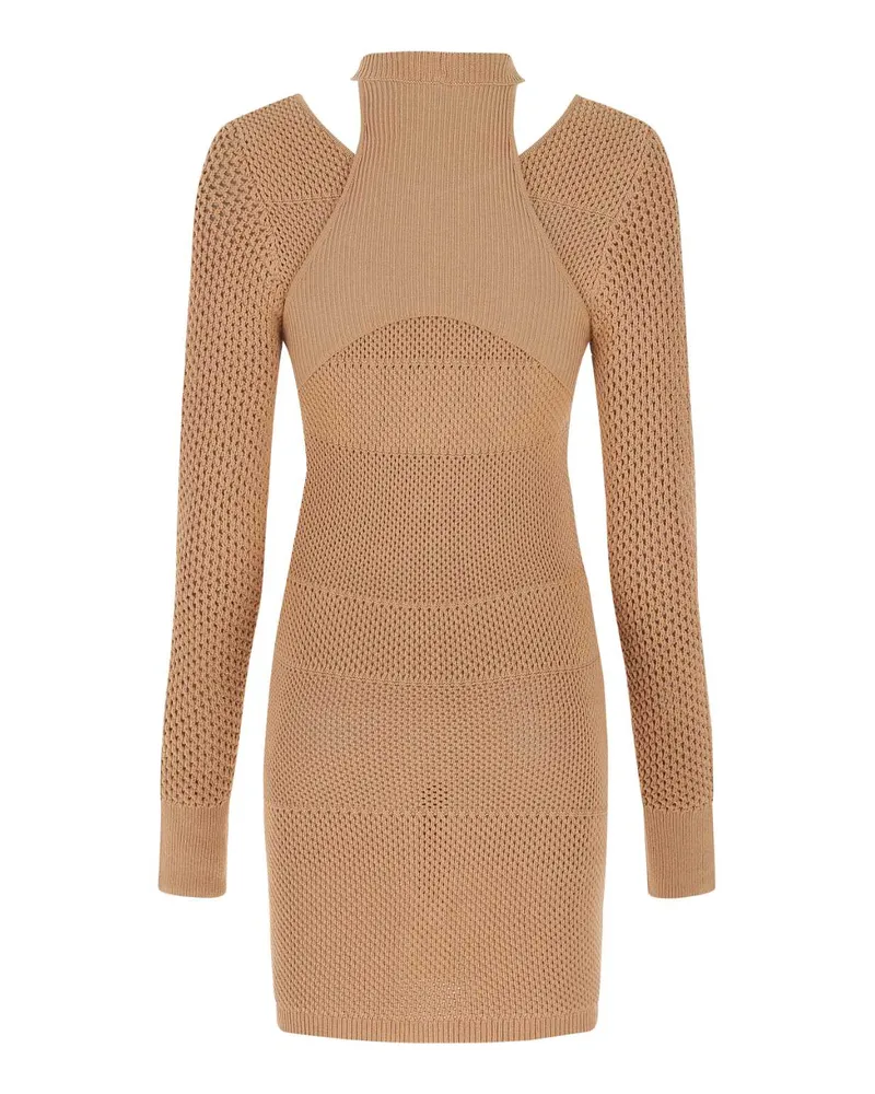 ADAMO Women's Biscuit Mesh Mini Dress 0476 Abiti Beige
