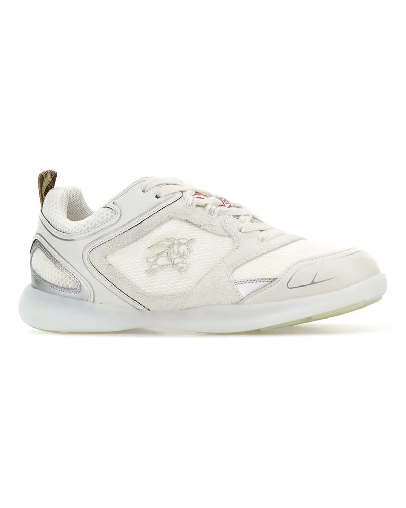 Burberry Men's White Fabric And Leather Sneakers Silverwhite White