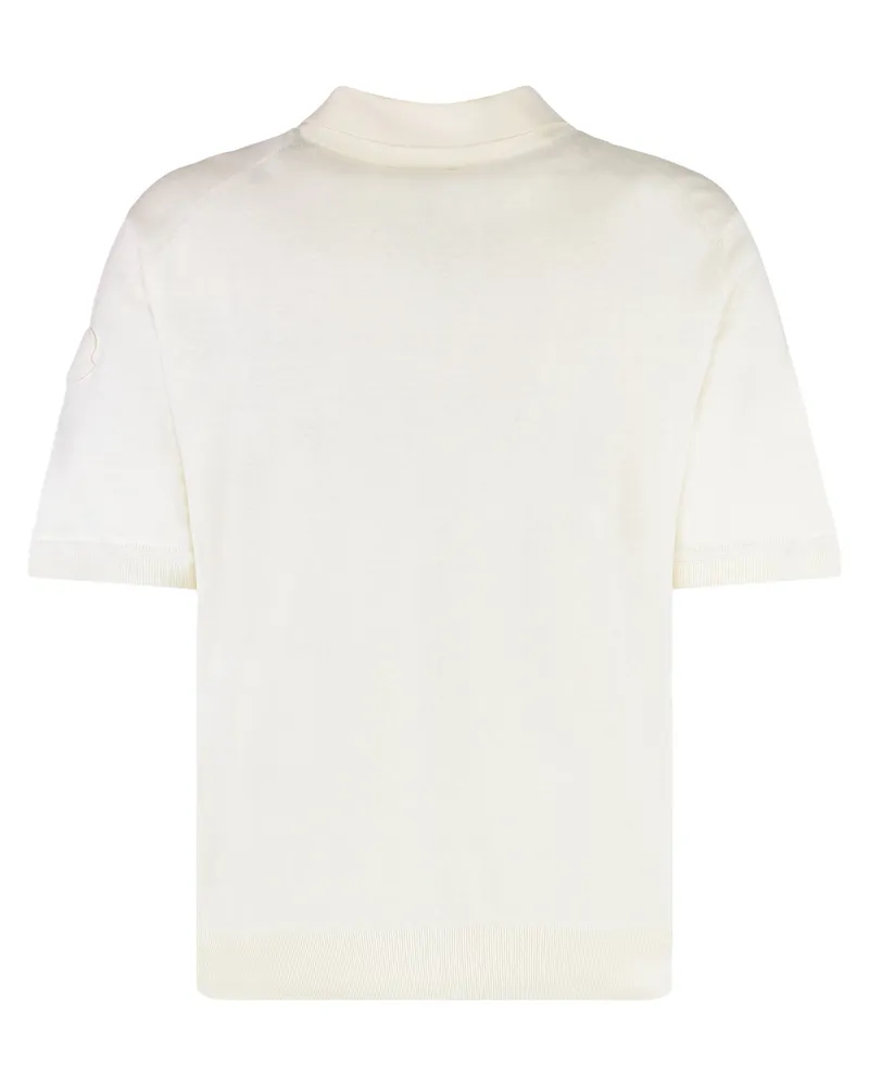 Moncler Silk and Linen Knit Polo Shirt — White White