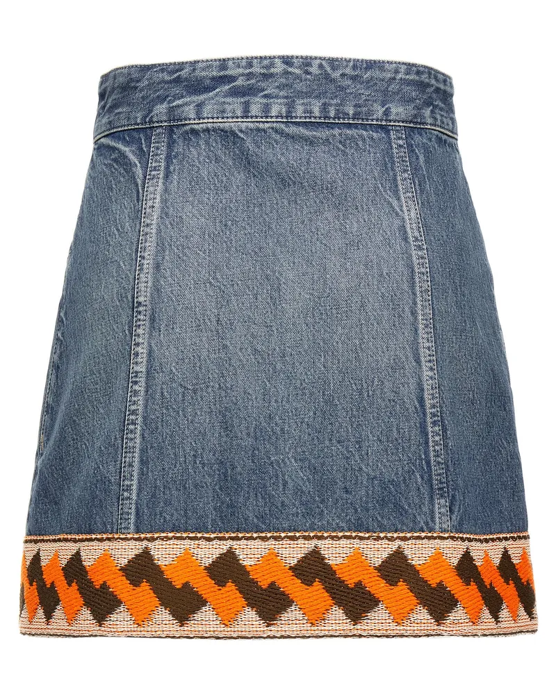 Valentino Garavani Women's Multicolor Cotton Long Skirt Blue