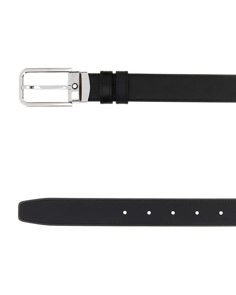 Montblanc Leather Reversible Belt — Black Black
