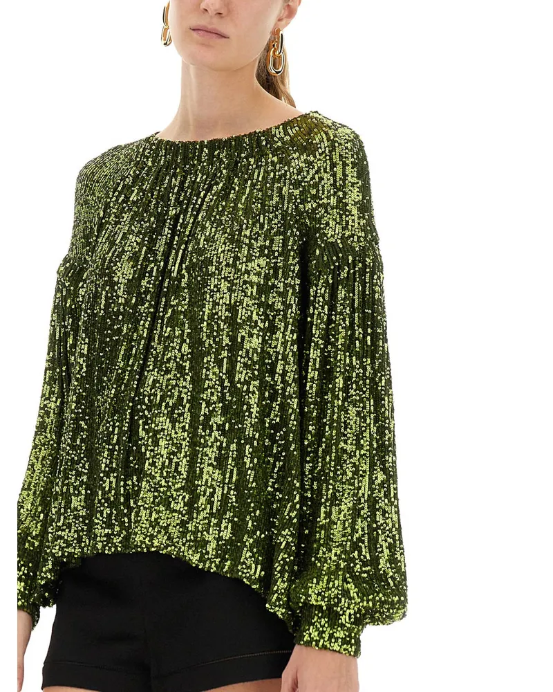 Paco Rabanne Sequin Polyester Blouse — Green Green
