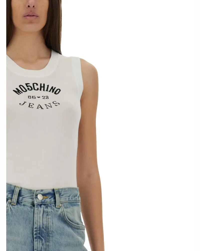 Moschino Logo Inlay Knit Top — White White