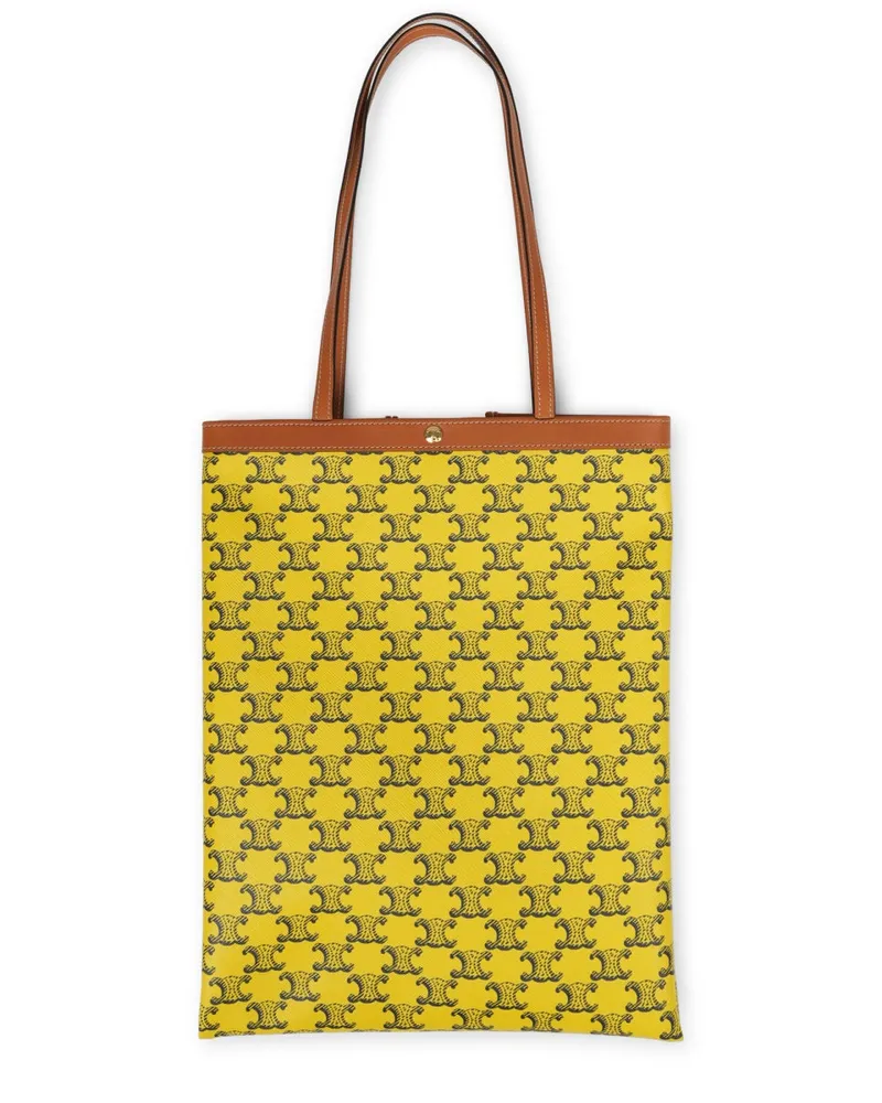 Celine Women's Shopper Bag Triomphe Yellow Fabric Handbags Hand Yellow