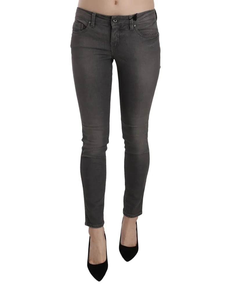 CoSTUME NATIONAL Women's Gray Washed Low Waist Skinny Jeans Grey Cotton Clothing Gray