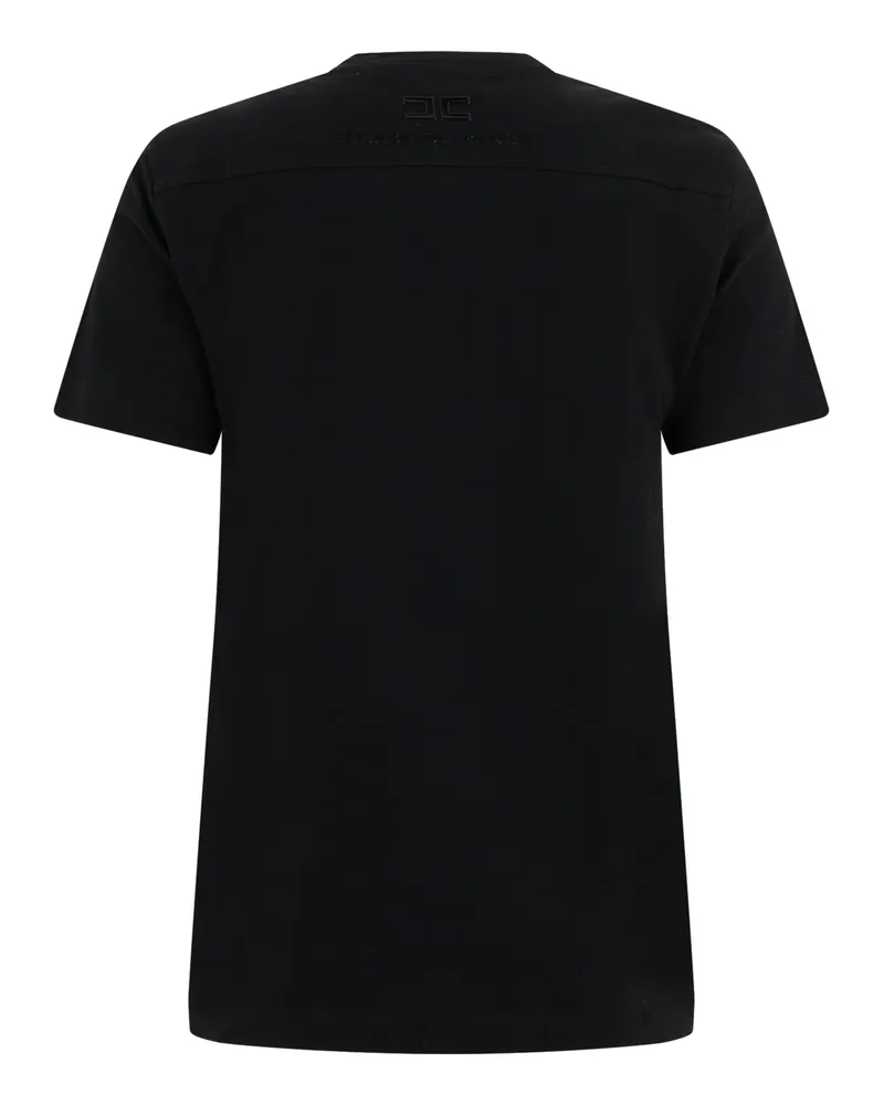 Elisabetta Franchi Women's Short-Sleeve Printed Cotton T-Shirt, Black T-Shirts & Jerseys Black