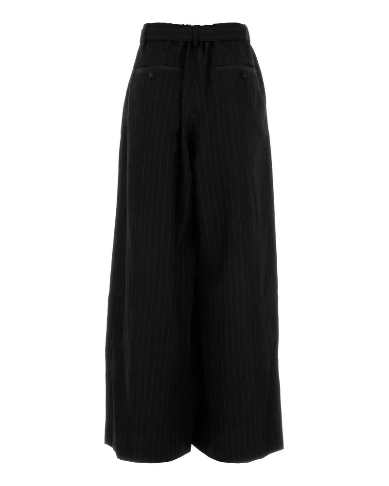 Sacai Women's Embroidered Wool Wide-Leg Pant Black Exterior: Pantaloni Trousers Black