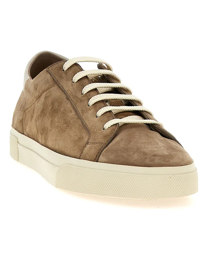 Brunello Cucinelli Men's Beige Calfskin Low Top Sneakers Beige