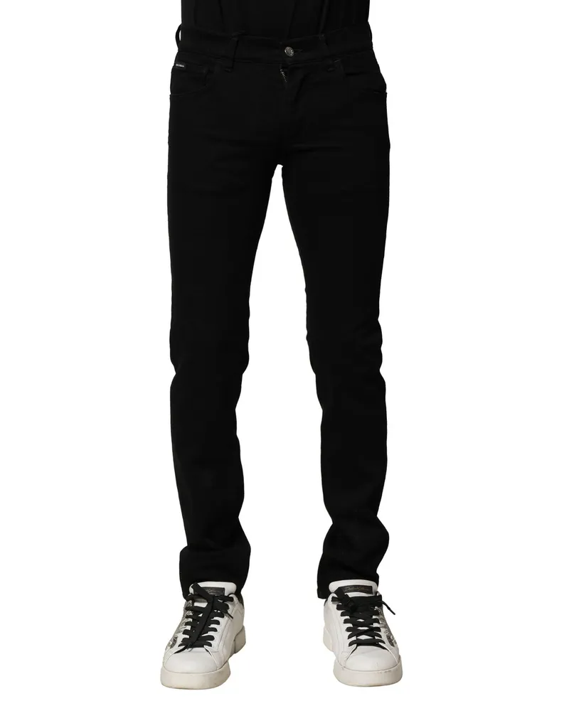 Dolce & Gabbana Black Cotton Stretch Skinny Men Denim Jeans Elastane Clothing Black