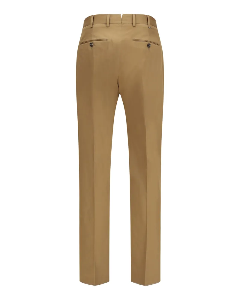 PT TORINO Cotton-Silk Blend Trousers — Brown Nocciola