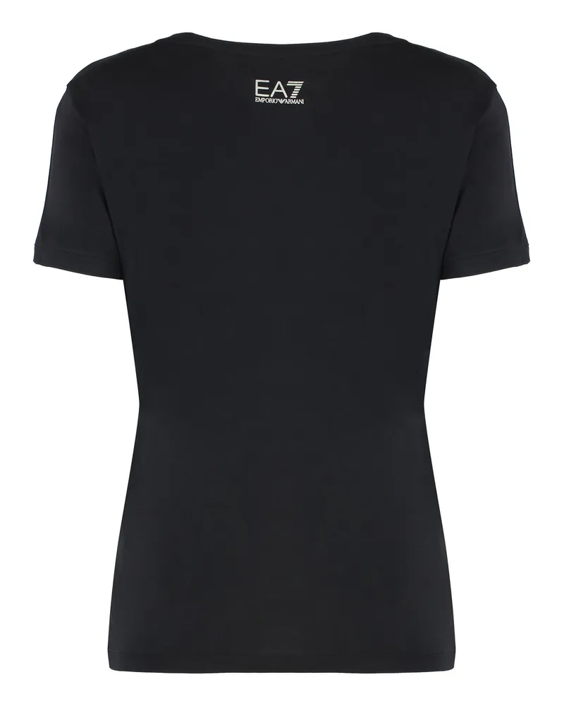 EA7 Women's Viscose Crew-Neck T-Shirt Black Elastane T-Shirts & Jerseys Black