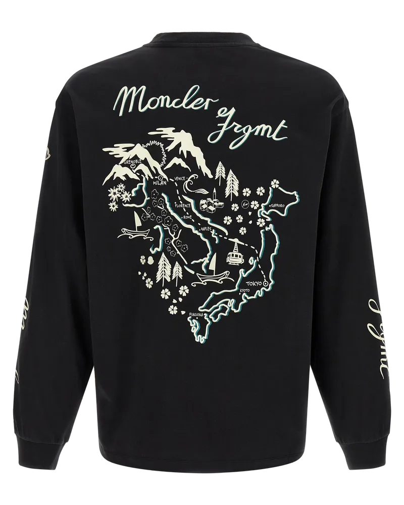 Moncler Graphic Print Cotton T-Shirt — Black Black