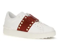 Women's Rockstud Untitled Sneakers With Suede Band Bianco-Russet Red-Bianco Bianco/russet Red/bianco