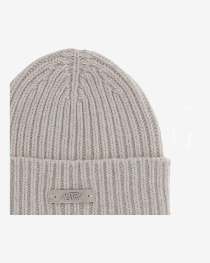 AUTRY Men's Wool Beanie With Logo Cream Hat Cream