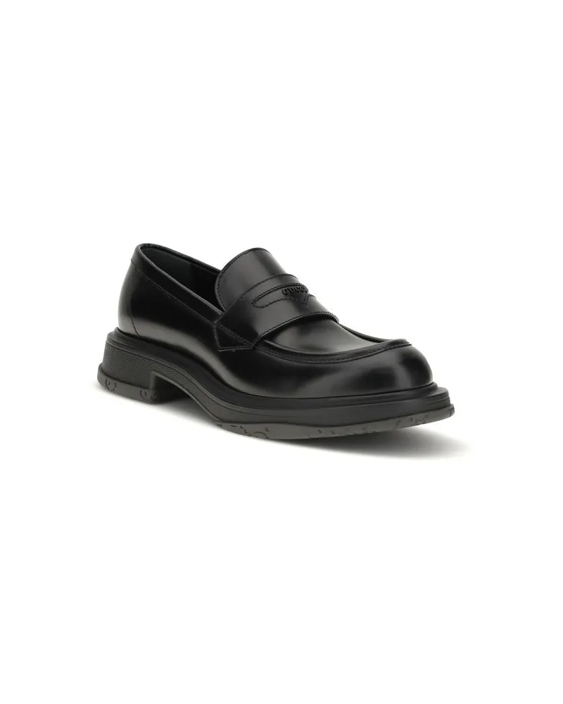 Gucci Men's Black Calf Leather Bos Taurus Slip-On Loafers Black