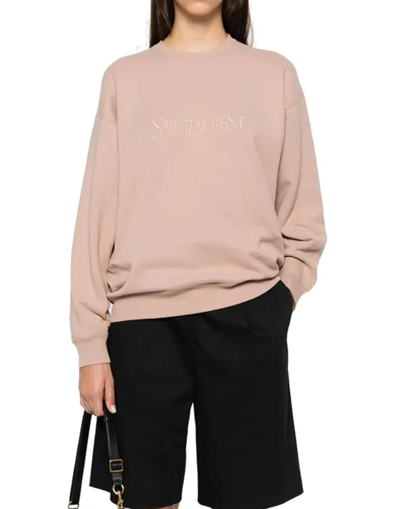Saint Laurent Women Multicolor Cotton Sweatshirt Clothing Beige