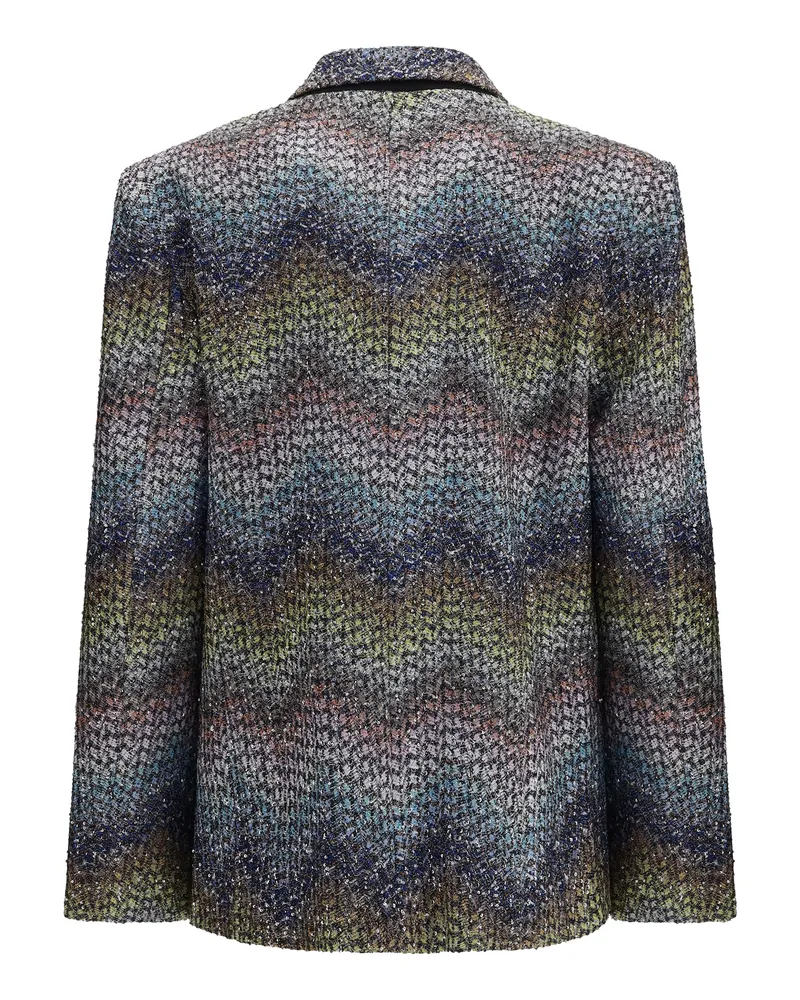 Missoni Women's Single-Breasted Lamé Viscose Blazer Multiblue-Yellow-Violet Blazers & Vests Multiblue/yellow/violet Multicolor
