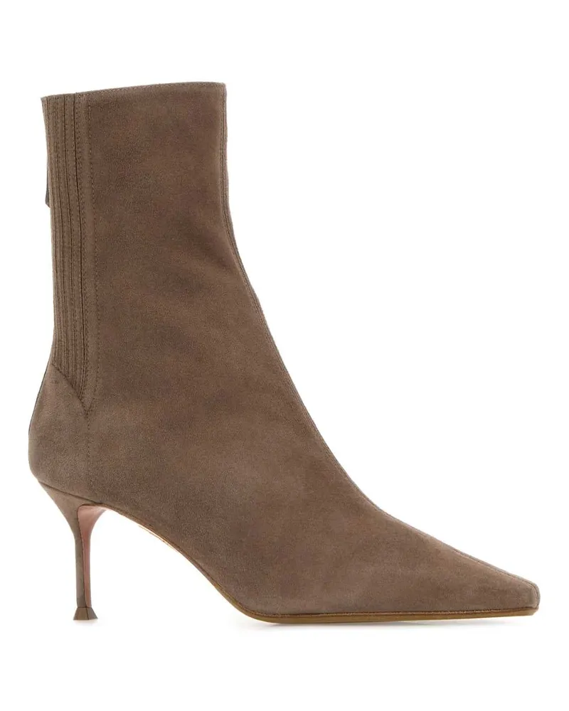 Aquazzura Women's Dove Grey Suede Saint Honor Ankle Boots Tortora Stivali Gray